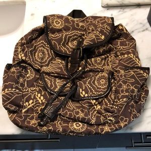 Brown floral backpack